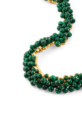 Back product shot of the Oroton Jupiter Necklace in Worn Gold/Malachite and Brass for Women