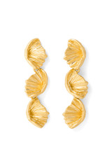 Front product shot of the Oroton Conch Drop Earrings in Worn Gold and Brass for Women
