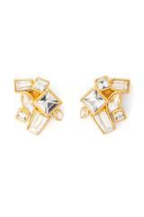 Front product shot of the Oroton Frankie Cluster Stud in Worn Gold/Clear and Brass for Women