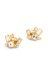Front product shot of the Oroton Frankie Cluster Stud in Worn Gold/Clear and Brass for Women