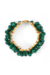 Front product shot of the Oroton Jupiter Bracelet in Worn Gold/Malachite and Brass for Women