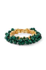 Front product shot of the Oroton Jupiter Bracelet in Worn Gold/Malachite and Brass for Women