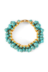 Front product shot of the Oroton Jupiter Bracelet in Worn Gold/Turquoise and Brass for Women