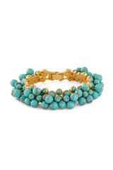 Front product shot of the Oroton Jupiter Bracelet in Worn Gold/Turquoise and Brass for Women