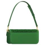 Back product shot of the Oroton Dahlia Collectable Small Day Bag in Jewel Green and Smooth leather. Handwoven leather for Women