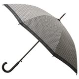 Front product shot of the Oroton Logo Large Umbrella in Black/Cream and Pongee Fabric (Water Resistant) for Women