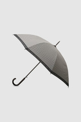 Front product shot of the Oroton Logo Large Umbrella in Black/Cream and Pongee Fabric (Water Resistant) for Women