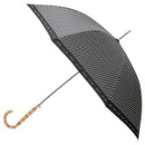 Front product shot of the Oroton Bamboo Large Umbrella in Black/Cream and Pongee Fabric (Water Resistant) for Women