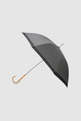 Front product shot of the Oroton Bamboo Large Umbrella in Black/Cream and Pongee Fabric (Water Resistant) for Women