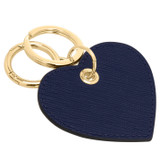 Front product shot of the Oroton Inez Heart Keyring in Azure Blue and Saffiano Leather for Women