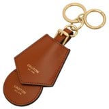 Front product shot of the Oroton Harvey Signature Airtag Key Ring in Black/Cognac and Smooth Leather for Women