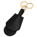 Front product shot of the Oroton Inez Air Tag Keyring in Black and Saffiano Leather for Women