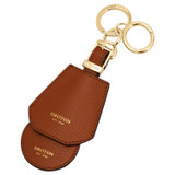 Front product shot of the Oroton Inez Air Tag Keyring in Cognac and Saffiano Leather for Women