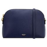 Front product shot of the Oroton Inez Slim Crossbody in Azure Blue and Shiny Soft Saffiano for Women