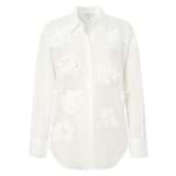 Front product shot of the Oroton Lace Flower Sheer Overshirt in Antique White and 100% Cotton for Women
