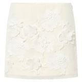 Front product shot of the Oroton Lace Flower Mini Skirt in Soft Cream and sheer organdy: 100% Cotton 
skirt base: 100% Linen for Women