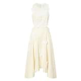 Front product shot of the Oroton Lace Flower Midi Dress in Soft Cream and 100% Linen for Women