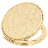 Front product shot of the Oroton Eve Round Mirror in Gold and Metallic Pebble Leather for Women