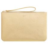 Front product shot of the Oroton Eve Medium Pouch in Gold and Pebble leather for Women