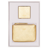 Front product shot of the Oroton Eve Coin Pouch & Mirror Set in Gold and Pebble leather for Women