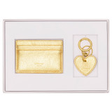 Front product shot of the Oroton Eve Credit Card Sleeve And Heart Keyring Set in Gold and Pebble leather for Women