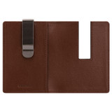 Internal product shot of the Oroton Jessie Money Clip Wallet in Chocolate and Vegetable Tanned Leather for Men