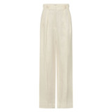 Front product shot of the Oroton Tab Detail Pleat Pant in Cream and 100% linen for Women