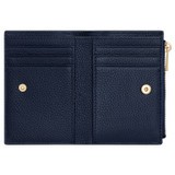 Internal product shot of the Oroton Jemima 10 Credit Card Mini Zip Wallet in Fisherman Blue and Pebble leather for Women
