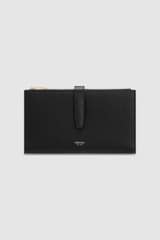 Front product shot of the Oroton Fife Travel Wallet in Black and Pebble leather for Women