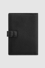 Back product shot of the Oroton Fife Passport Sleeve in Black and Pebble leather for Women