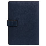 Back product shot of the Oroton Fife Passport Sleeve in French Navy and Pebble leather for Women