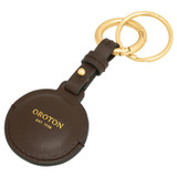 Front product shot of the Oroton Fife Airtag Keychain in Thicket and Smooth leather for Women