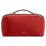 Front product shot of the Oroton Fife Medium Beauty Case in Dark Poppy and Pebble leather for Women
