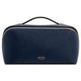 Front product shot of the Oroton Fife Medium Beauty Case in French Navy and Pebble leather for Women