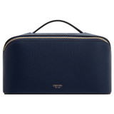 Front product shot of the Oroton Fife Large Beauty Case in French Navy and Pebble leather for Women