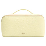 Front product shot of the Oroton Fife Texture Large Beauty Case in Lemon Butter and Textured leather for Women