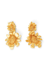 Front product shot of the Oroton Peony Drop Earrings in Worn Gold and Brass for Women