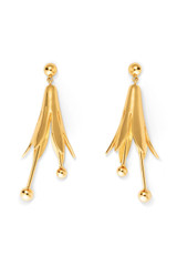 Front product shot of the Oroton Lilium Drop Earrings in Shiny Gold and Brass for Women