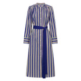 Front product shot of the Oroton Positano Stripe Shirt Dress in Swedish Blue and 100% Cotton for Women