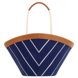 Front product shot of the Oroton Callaway Tote in Fisherman Blue/Amber and Canvas for Women