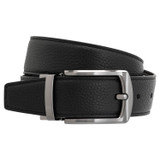 Front product shot of the Oroton Ethan Pebble Reversible Belt in Black/Dark Navy and Pebble Leather for Men