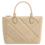 Front product shot of the Oroton Inez Quilted Medium City Tote in Praline and Smooth Leather for Women