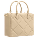Back product shot of the Oroton Inez Quilted Medium City Tote in Praline and Smooth Leather for Women