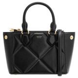 Front product shot of the Oroton Inez Quilted Mini City Tote in Black and Smooth Leather for Women