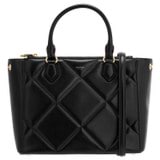 Front product shot of the Oroton Inez Quilted Medium City Tote in Black and Smooth Leather for Women