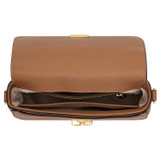 Internal product shot of the Oroton Yvonne Small Saddle Bag in Tan and Pebble Leather for Women