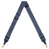 Front product shot of the Oroton Fife Webbing Strap in French Navy and Poly Jacquard webbing for Women