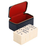 Internal product shot of the Oroton Games Domino Travel Set in French Navy/Dark Poppy and Pebble leather for Women