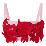 Front product shot of the Oroton Contrast 3D Flower Bralette in Rose/Poppy and 100% linen for Women