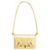 Front product shot of the Oroton Elvie Metallic Crossbody in Gold and Foil texture leather for Women